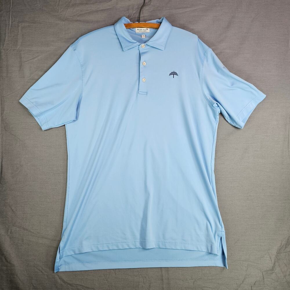 Peter Millar Summer Comfort Polo Light Blue with Umbrella Logo Men's Medium